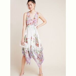 BOGO! Anthropologie Analise Floral Midi Dress Cream Size 2